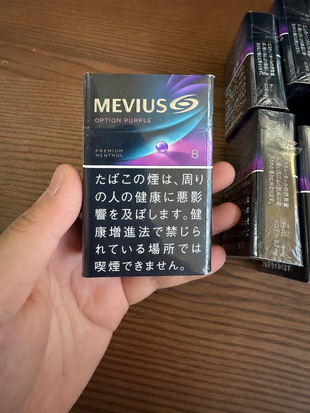 Mevius Option Purple Premium Menthol pack marked 8